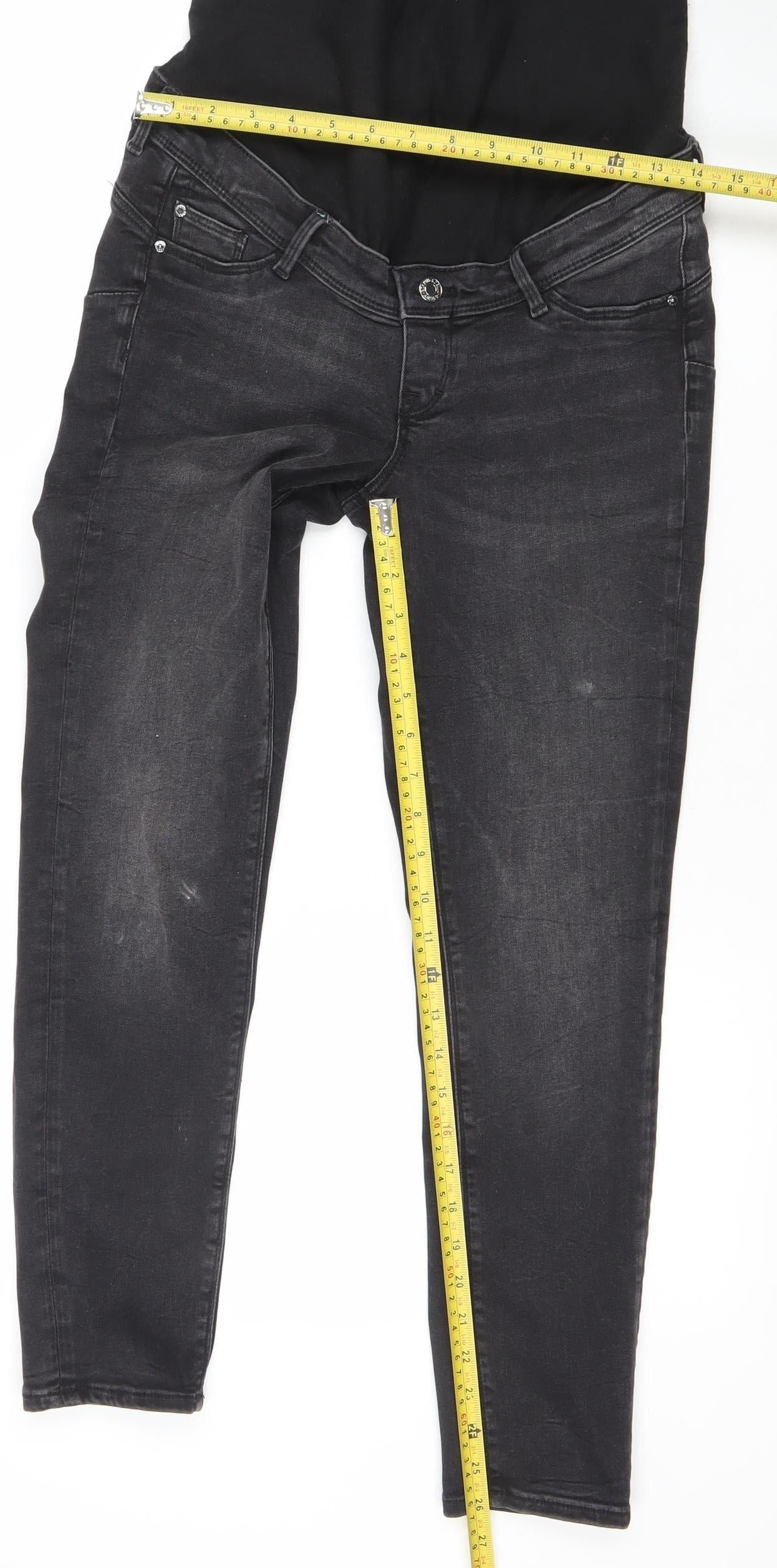 H&M Women Black Size 7 Jeggings Ankle High Rib Maternity Jeans