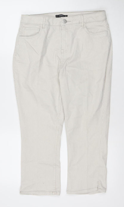 Dunnes Women’s Beige Striped Straight Jeans Size 14 Regular Fit