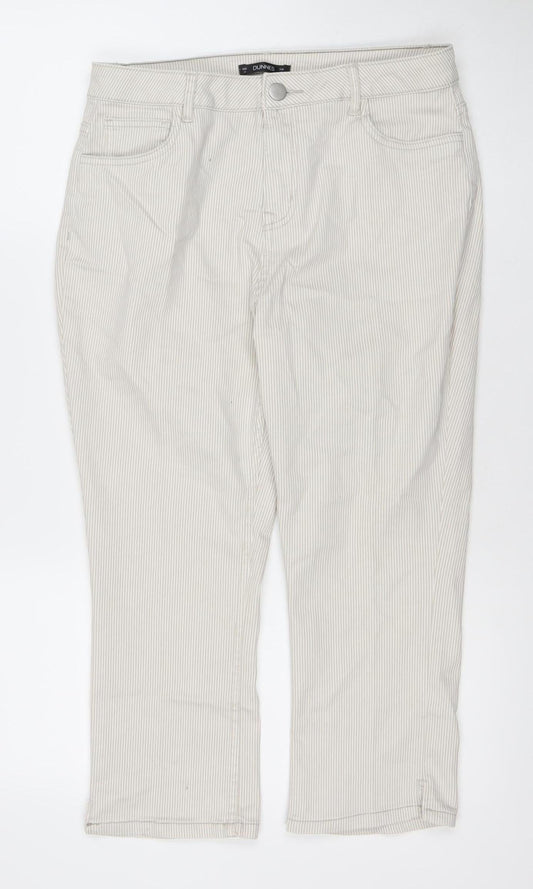 Dunnes Women’s Beige Striped Straight Jeans Size 14 Regular Fit