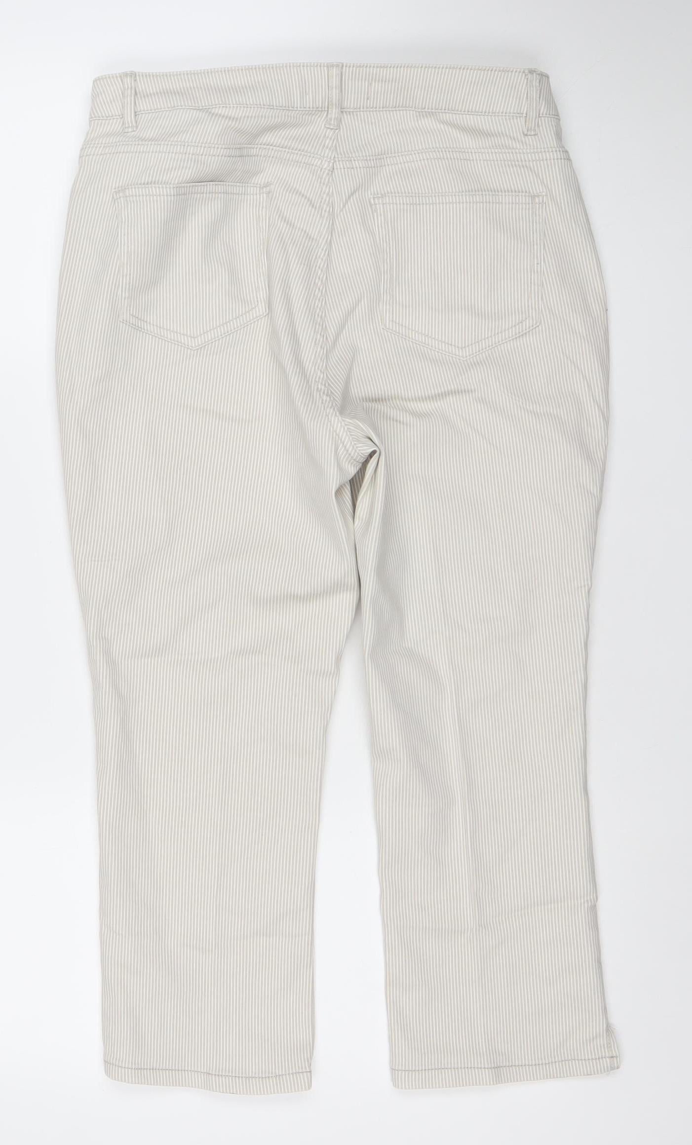 Dunnes Women’s Beige Striped Straight Jeans Size 14 Regular Fit