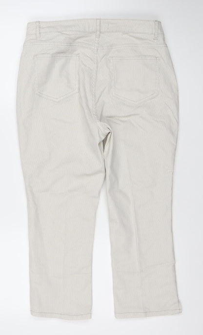 Dunnes Women’s Beige Striped Straight Jeans Size 14 Regular Fit