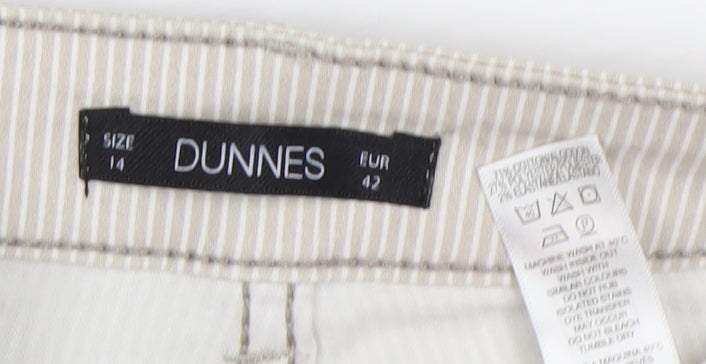 Dunnes Women’s Beige Striped Straight Jeans Size 14 Regular Fit