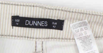 Dunnes Women’s Beige Striped Straight Jeans Size 14 Regular Fit