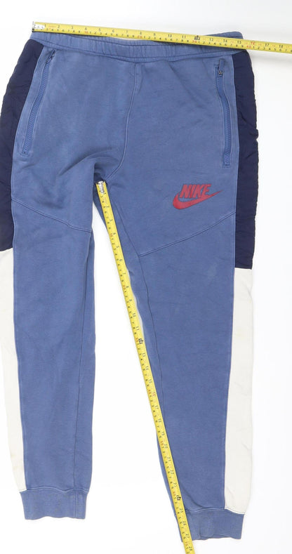 Nike Men's Blue Jogger Sweatpants M Tapered Fit Cotton Blend