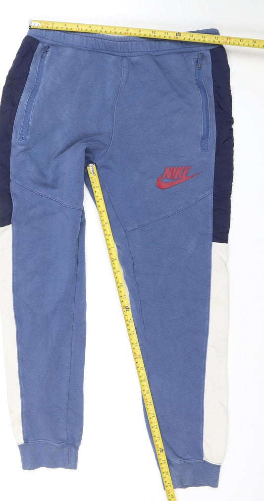 Nike Men's Blue Jogger Sweatpants M Tapered Fit Cotton Blend