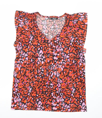 Dunnes Womens Multicoloured Animal Print Ruffle Sleeve Blouse XS