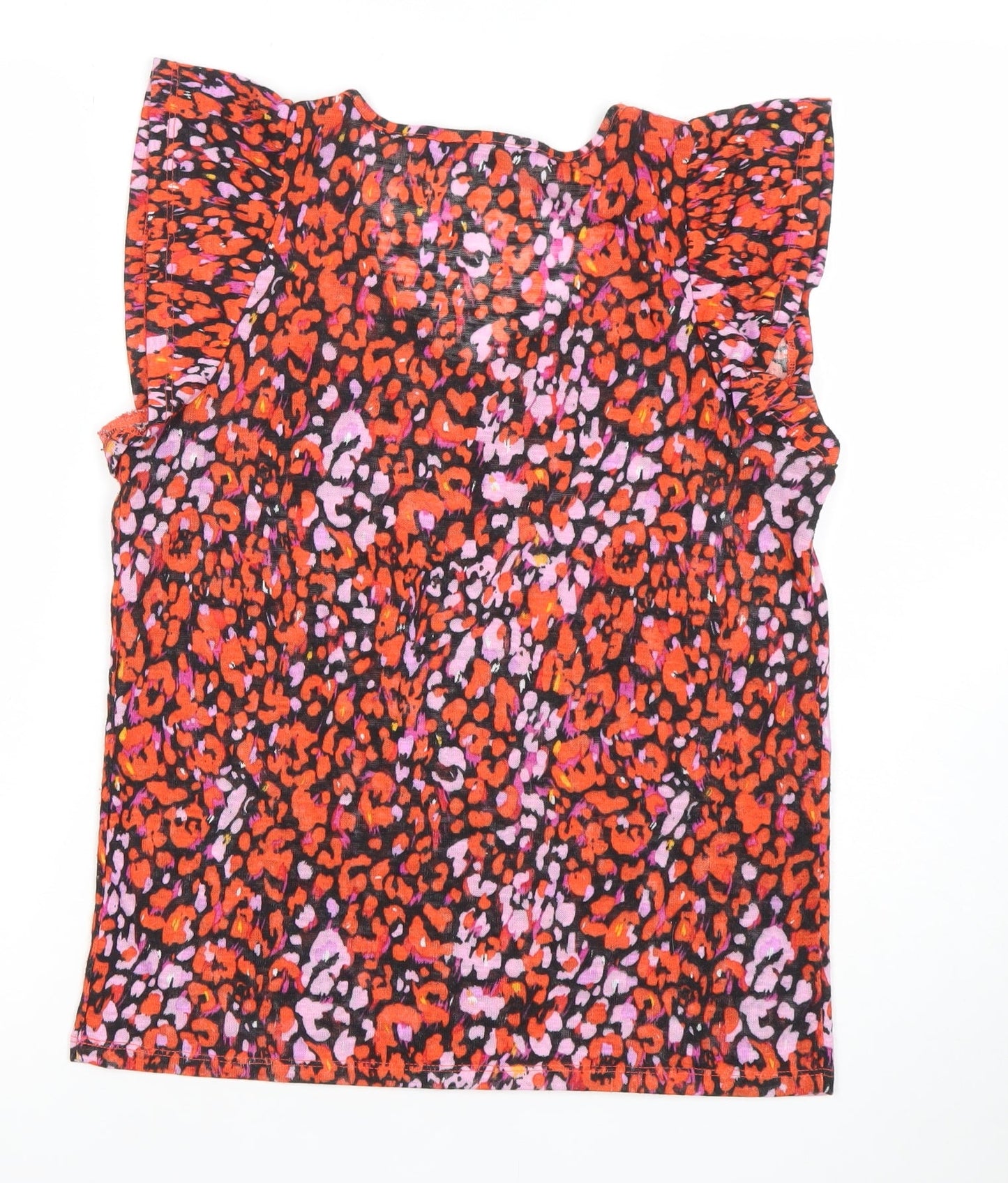 Dunnes Womens Multicoloured Animal Print Ruffle Sleeve Blouse XS
