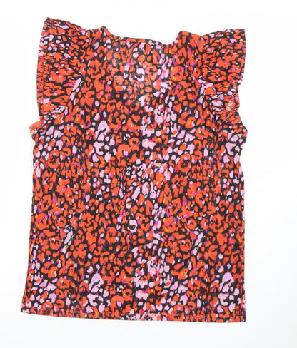 Dunnes Womens Multicoloured Animal Print Ruffle Sleeve Blouse XS