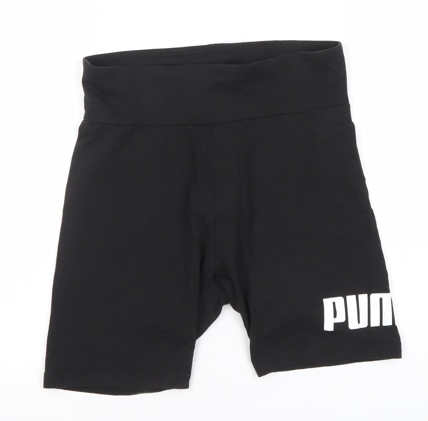 Puma Womens Black Biker Shorts M Jersey Cotton Stretch Activewear