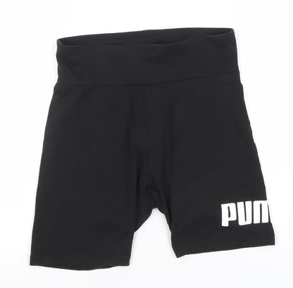 Puma Womens Black Biker Shorts M Jersey Cotton Stretch Activewear