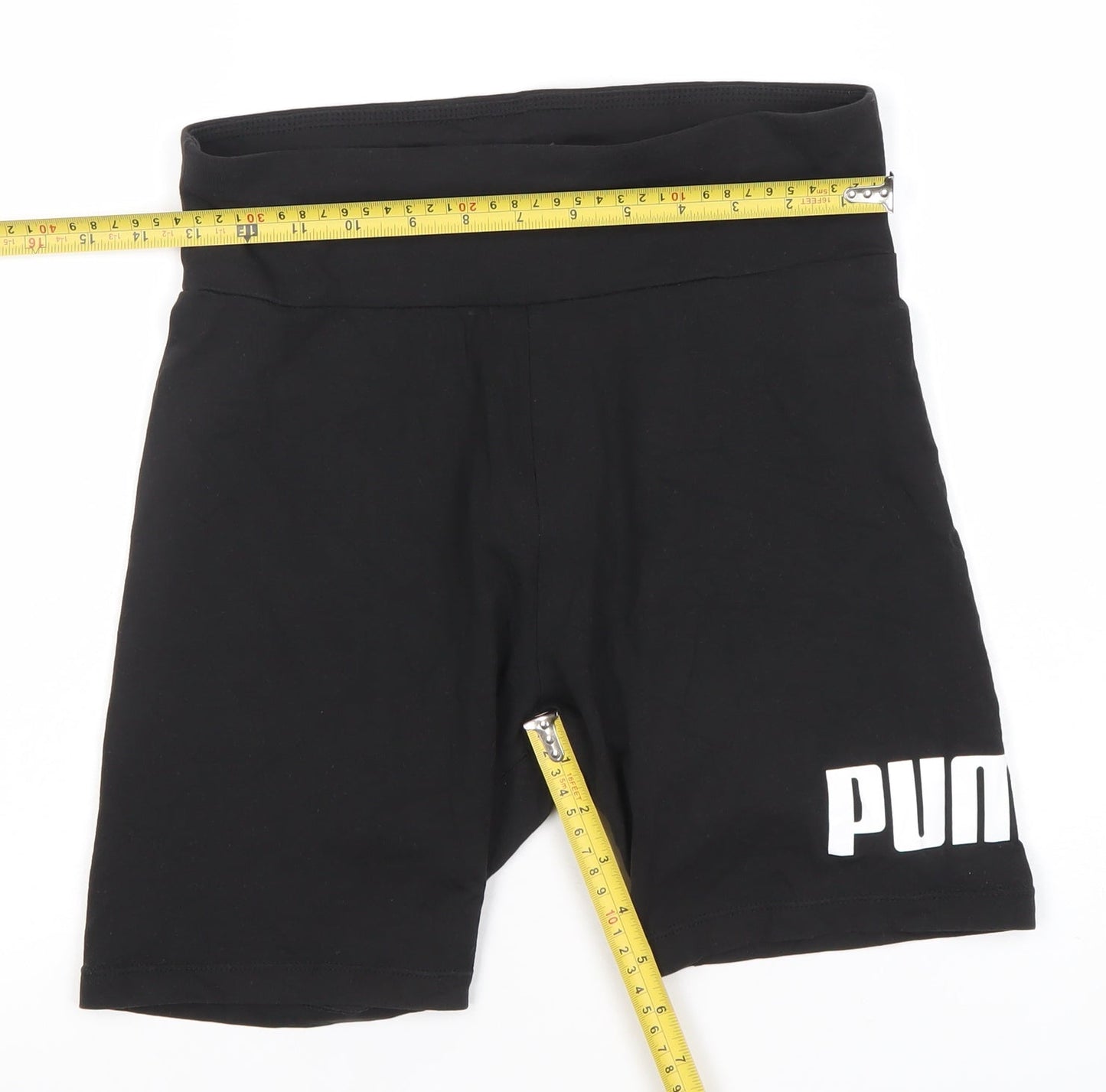 Puma Womens Black Biker Shorts M Jersey Cotton Stretch Activewear