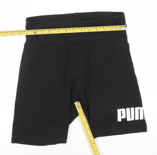 Puma Womens Black Biker Shorts M Jersey Cotton Stretch Activewear