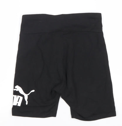 Puma Womens Black Biker Shorts M Jersey Cotton Stretch Activewear