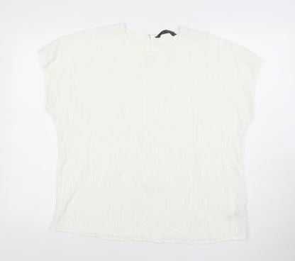 Dunes Stories Women's White Relaxed Fit Viscose Blouse Size 16