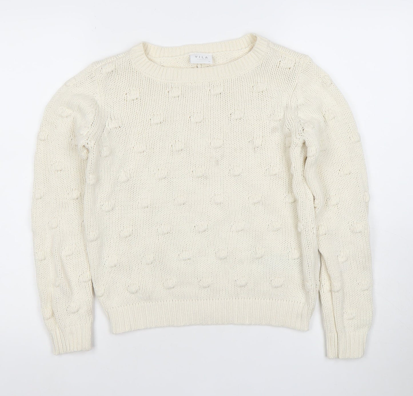 Vila Womens Ivory XS Chunky Knit Cotton Acrylic Jumper