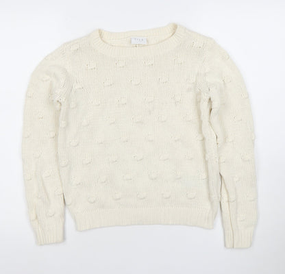 Vila Womens Ivory XS Chunky Knit Cotton Acrylic Jumper