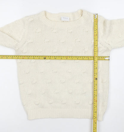 Vila Womens Ivory XS Chunky Knit Cotton Acrylic Jumper