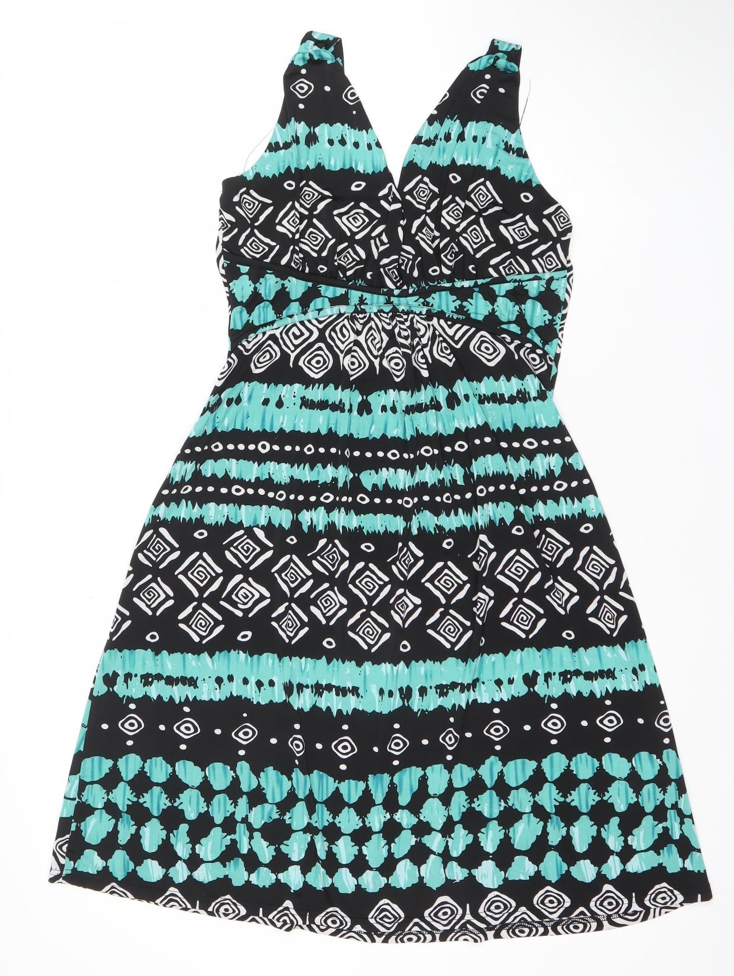 Stella Morgan Women’s Green Geometric Halter Bodycon Dress Size 12