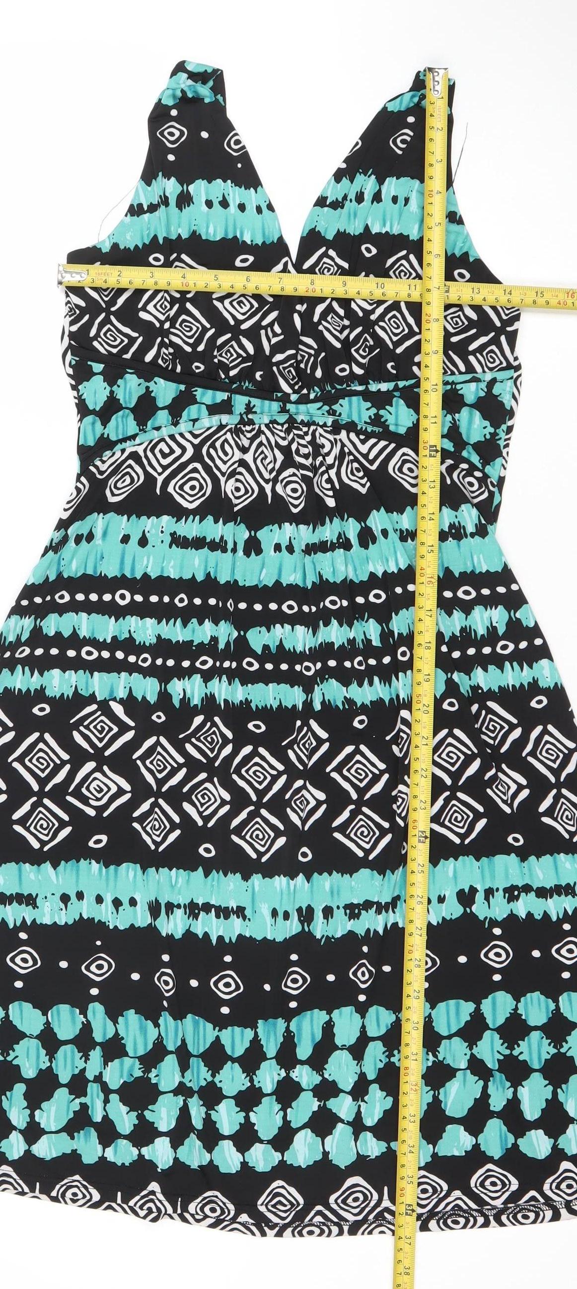 Stella Morgan Women’s Green Geometric Halter Bodycon Dress Size 12