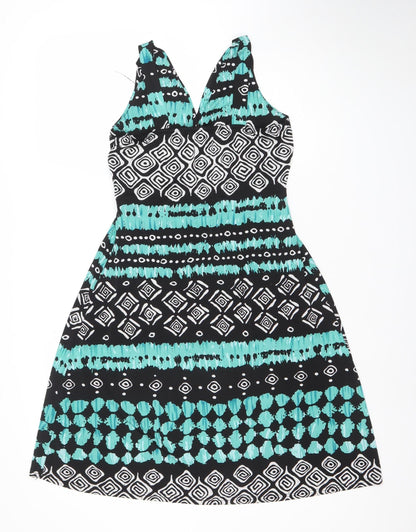 Stella Morgan Women’s Green Geometric Halter Bodycon Dress Size 12