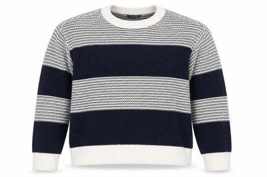 Dunnes Stores Women's White & Navy Striped Crew Neck Cotton Jumper Size 12