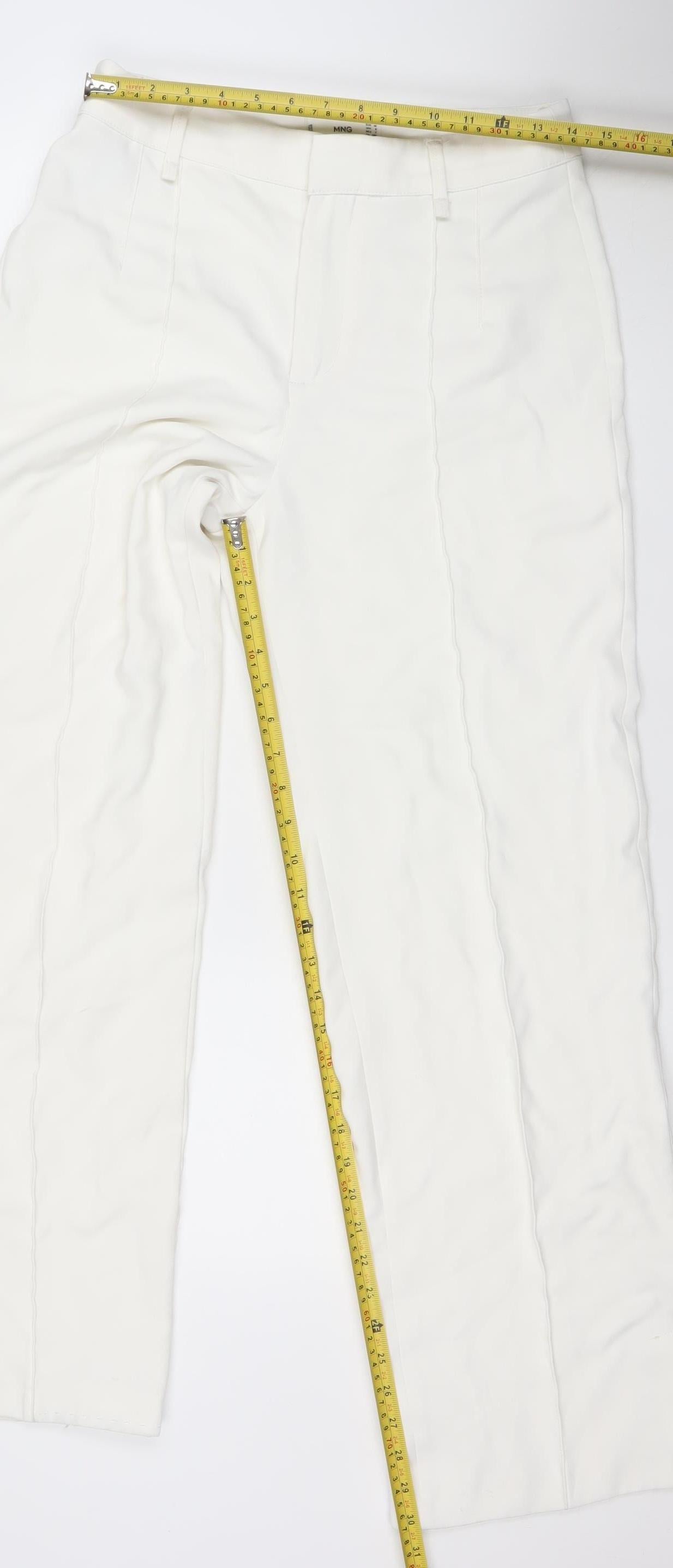 Womens UK Size 12 MNG Regular Fit BusinessFormal Ivory Trousers