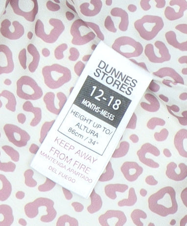Dunnes Stores Girls Beige Faux Fur Hooded Coat 12-18 Months Lined Zip Jacket