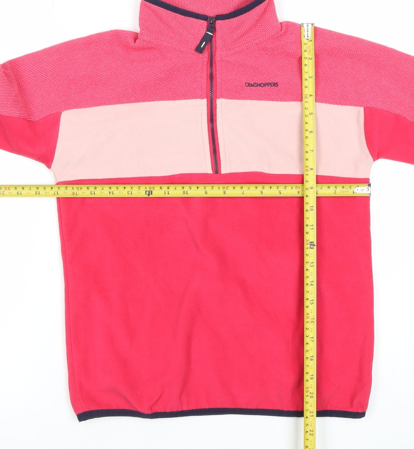 Craghoppers Girls Pink 11-12 Years Fleece Colourblock 1/2 Zip Sweatshirt