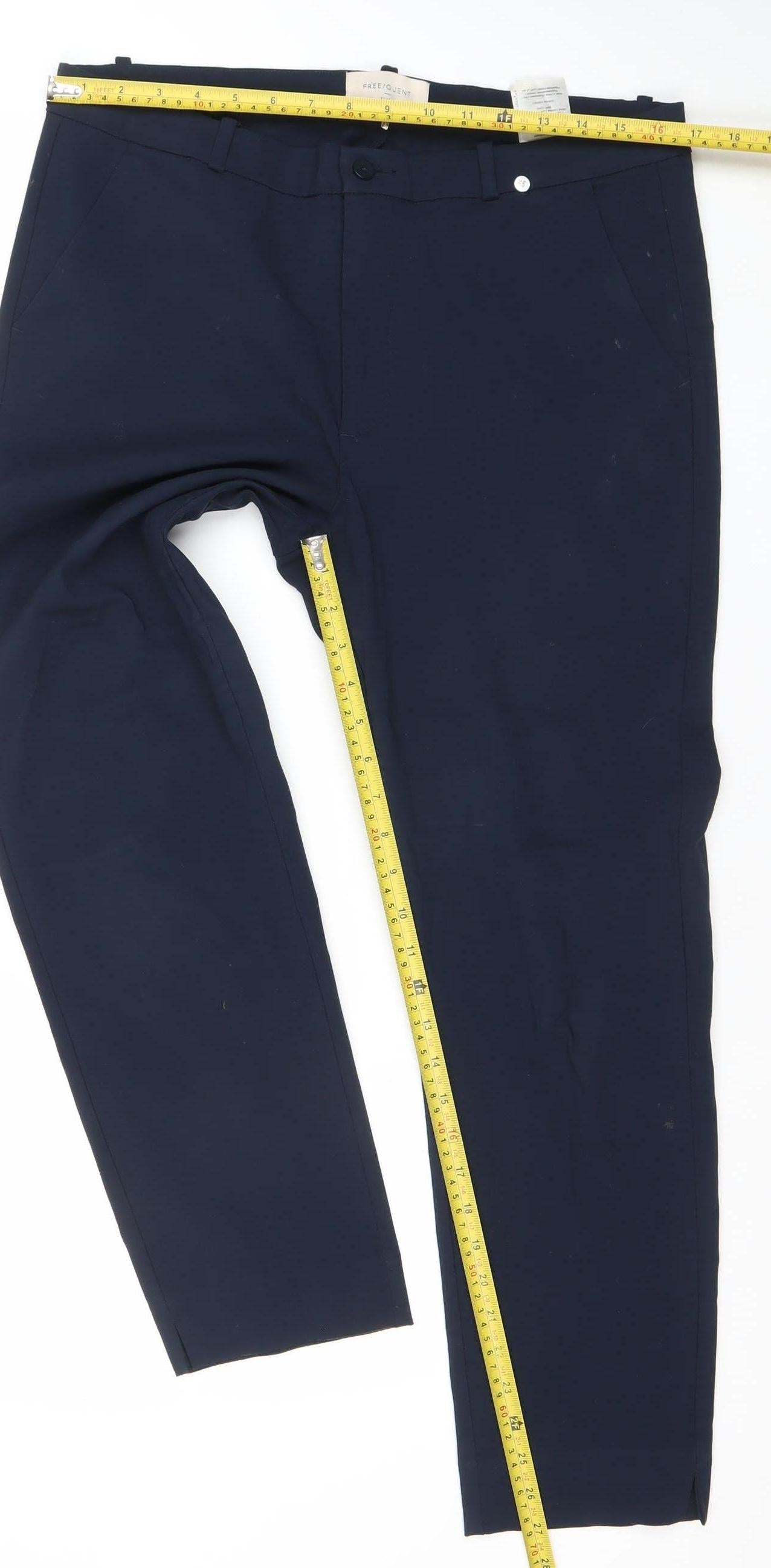 FREE/QUENT Men's Blue XL Regular Fit Straight Leg Trousers