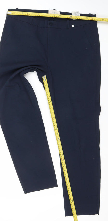 FREE/QUENT Men's Blue XL Regular Fit Straight Leg Trousers