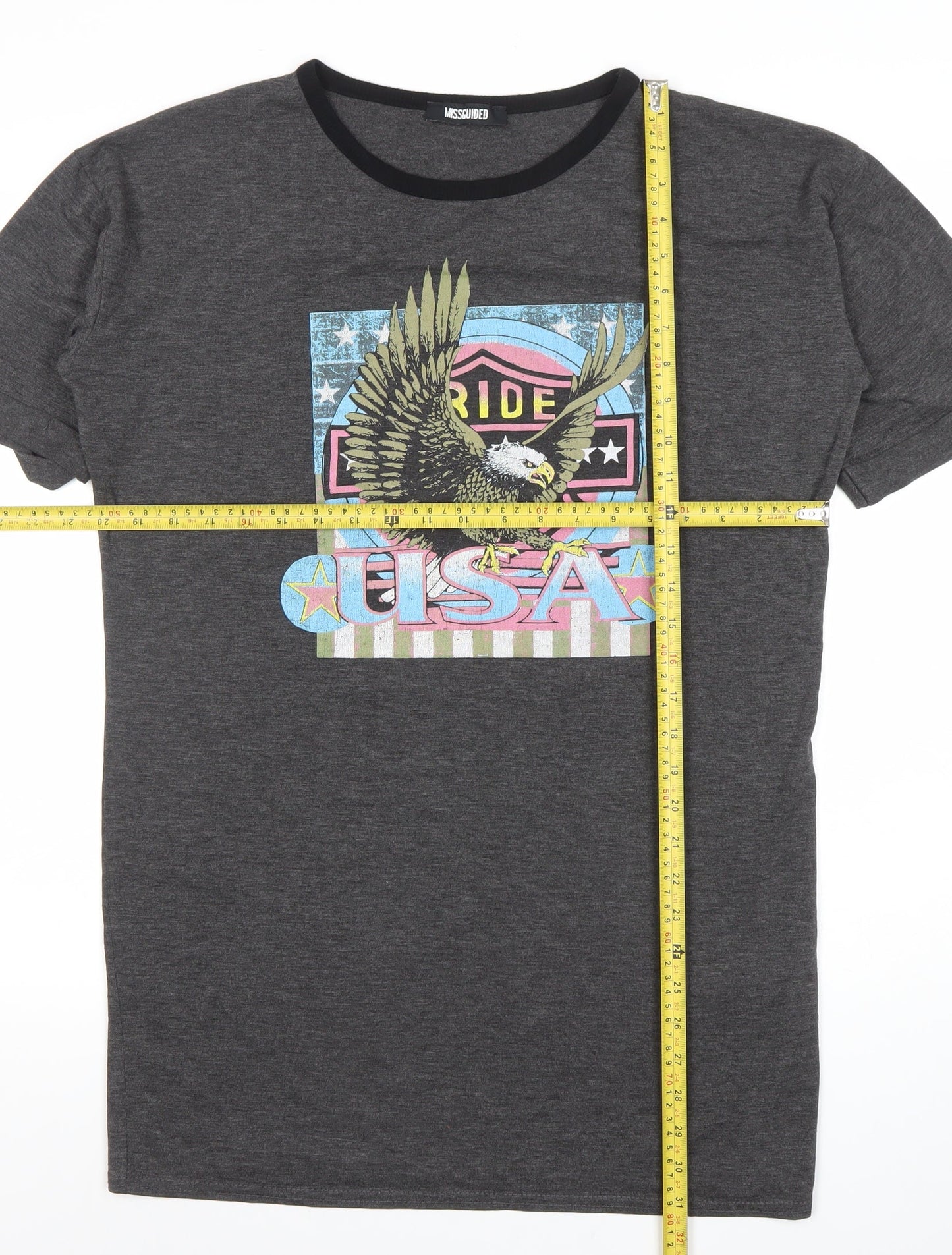Missguided Women’s Grey USA Eagle Graphic T-Shirt Dress Size 8