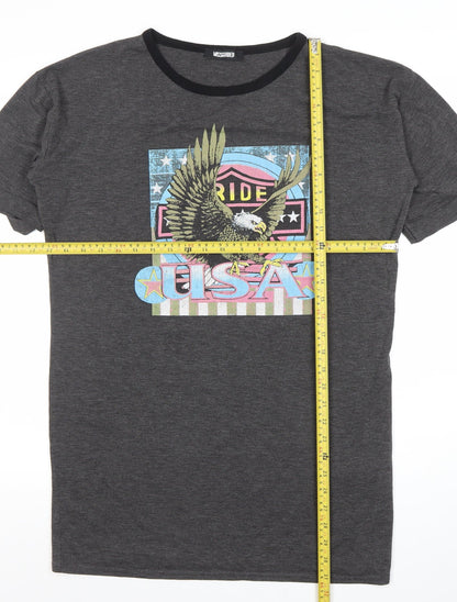 Missguided Women’s Grey USA Eagle Graphic T-Shirt Dress Size 8