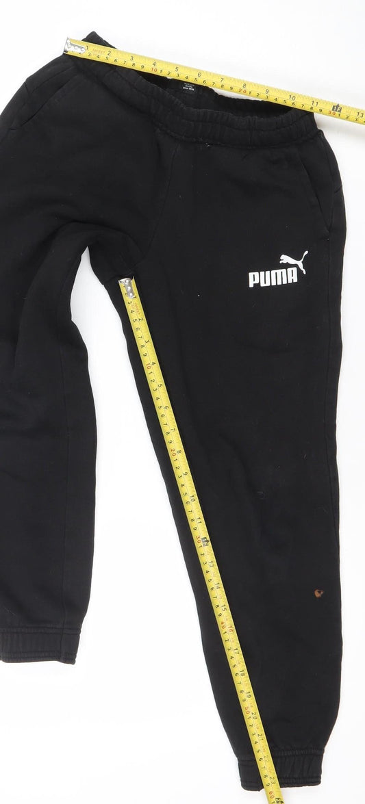 Puma Boys Black Jogger Activewear Sweatpants 12 Years Fleece Tapered Fit