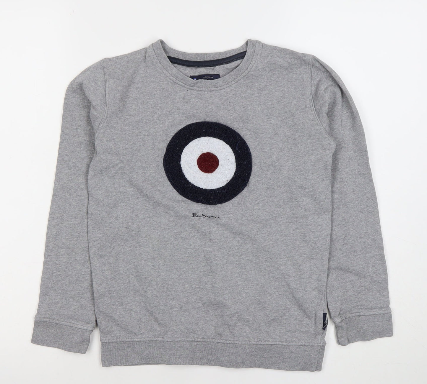 Ben Sherman Boys Grey Logo Sweatshirt 9-10 Years Cotton Blend Crew Neck