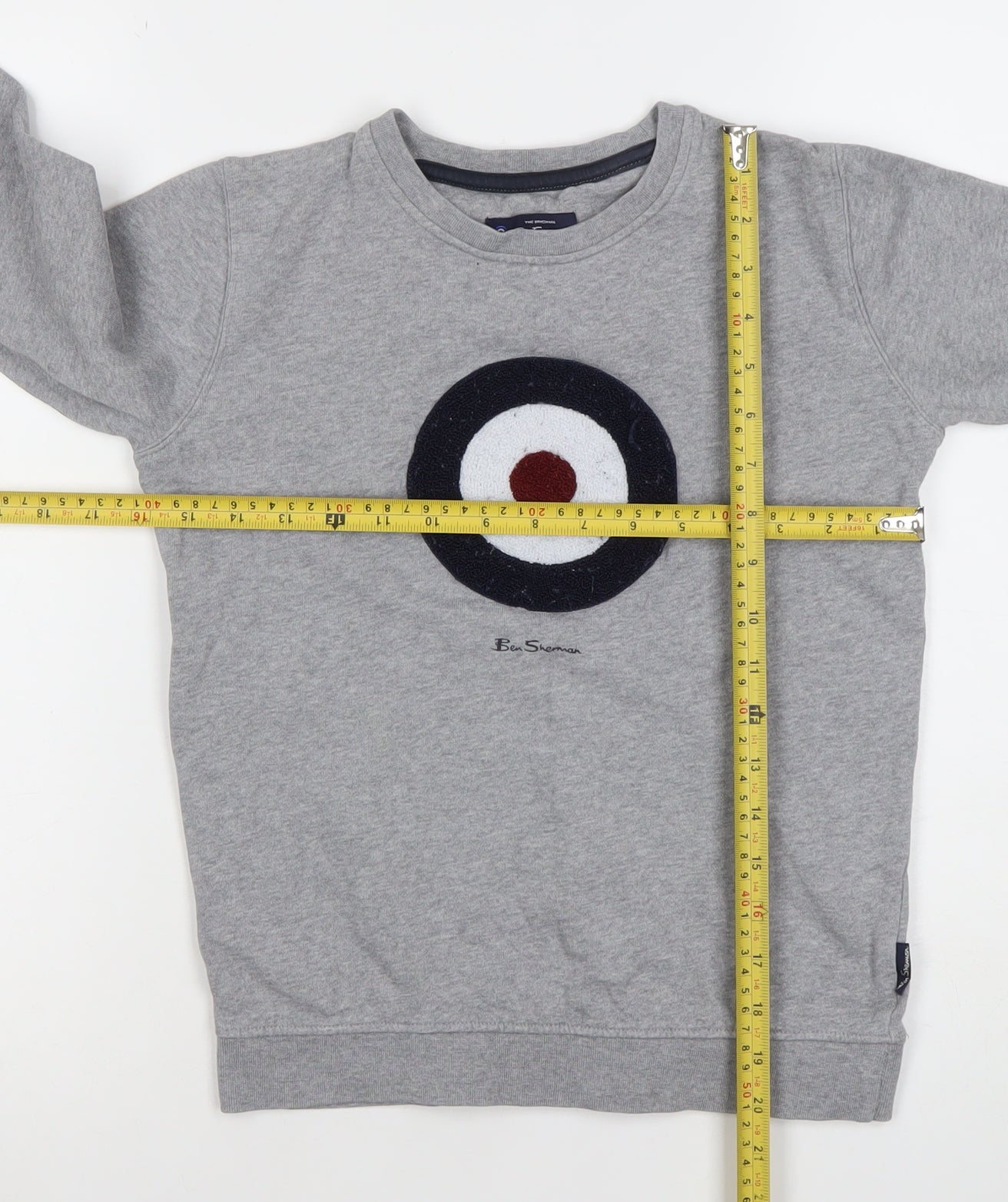 Ben Sherman Boys Grey Logo Sweatshirt 9-10 Years Cotton Blend Crew Neck