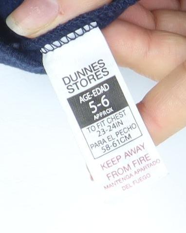 Dunnes Stores Boys Navy Full Zip Hoodie 5-6 Years Cotton Blend