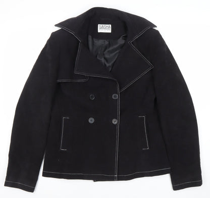 Sasha Women's Black Cotton Double-Breasted Suit Jacket UK 12