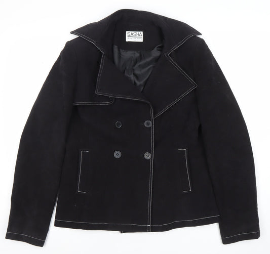 Sasha Women's Black Cotton Double-Breasted Suit Jacket UK 12