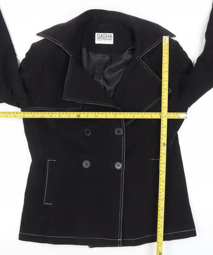 Sasha Women's Black Cotton Double-Breasted Suit Jacket UK 12