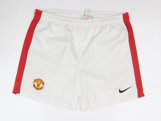 Nike Men’s White Manchester United Athletic Football Shorts Size M