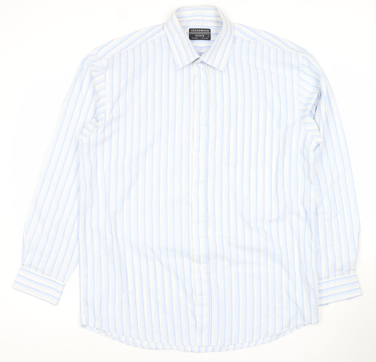 Cedarwood State Men's Blue Striped Long Sleeve XL Dress Shirt