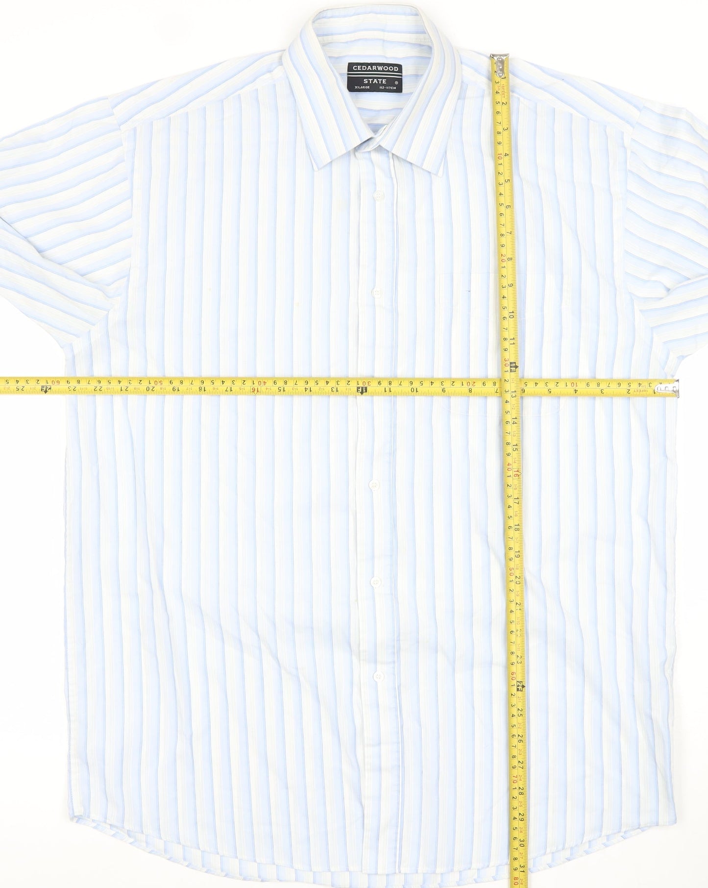 Cedarwood State Men's Blue Striped Long Sleeve XL Dress Shirt
