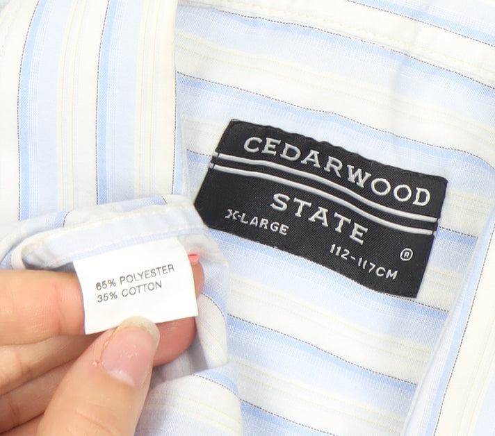 Cedarwood State Men's Blue Striped Long Sleeve XL Dress Shirt