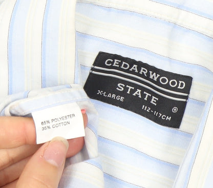 Cedarwood State Men's Blue Striped Long Sleeve XL Dress Shirt