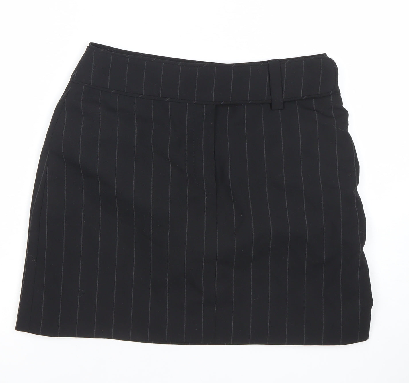 NAFNAF Womens Black Wool Blend Pinstripe Pencil Skirt Size 10