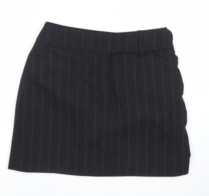 NAFNAF Womens Black Wool Blend Pinstripe Pencil Skirt Size 10