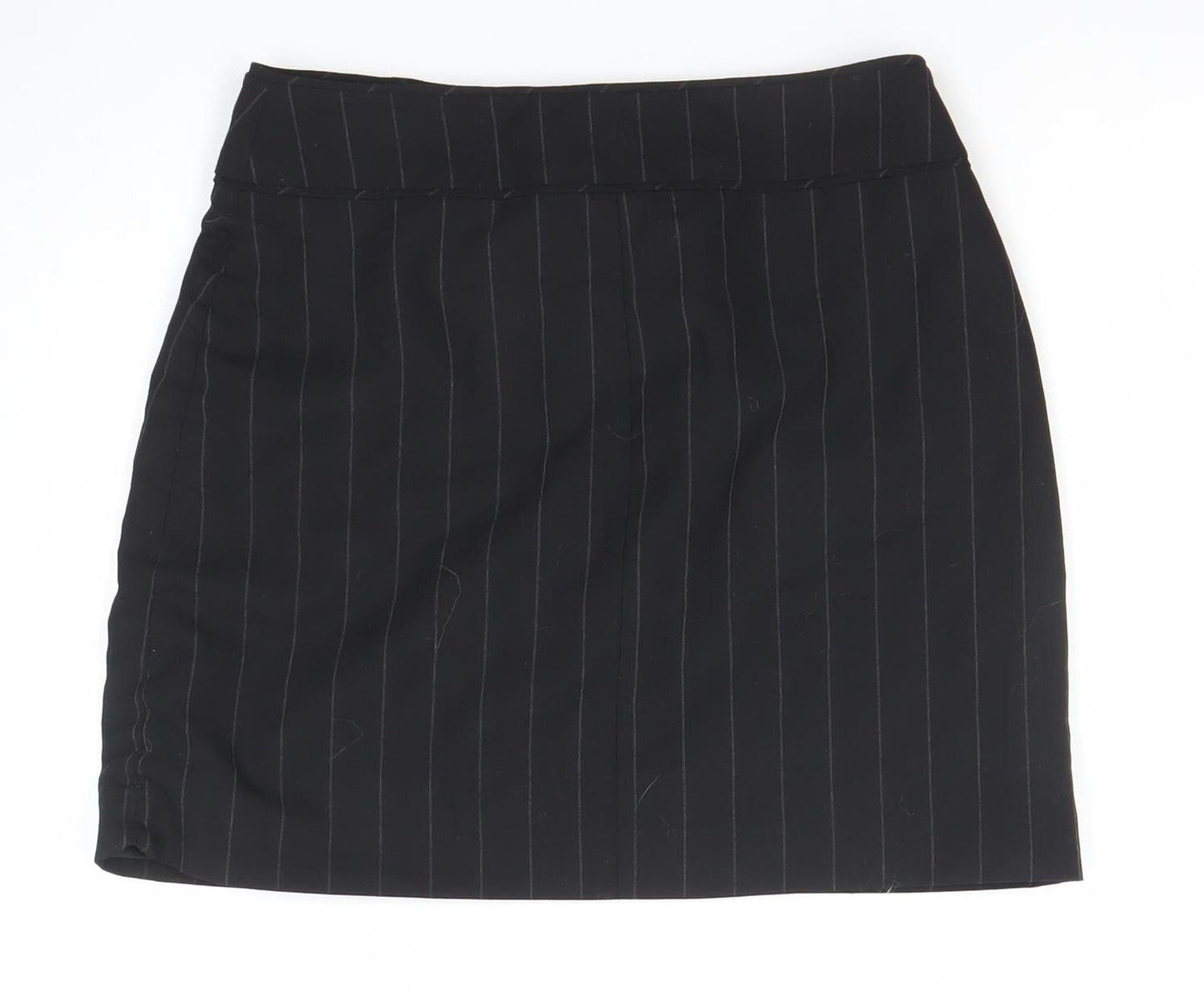 NAFNAF Womens Black Wool Blend Pinstripe Pencil Skirt Size 10