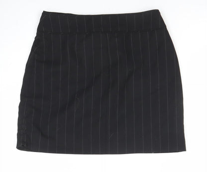 NAFNAF Womens Black Wool Blend Pinstripe Pencil Skirt Size 10