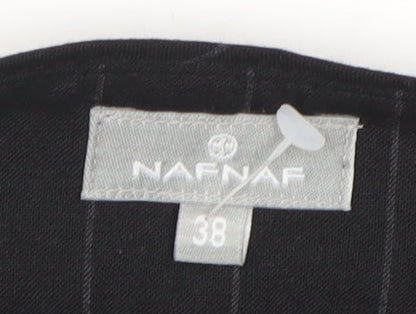 NAFNAF Womens Black Wool Blend Pinstripe Pencil Skirt Size 10