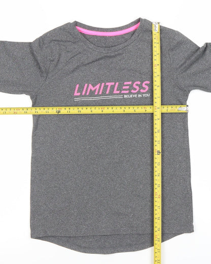 St. Bernard Girls Grey Long Sleeve 'Limitless' Active T-Shirt 8-9 Years